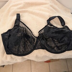 Black Lace Underwire Bra with Sheer Support